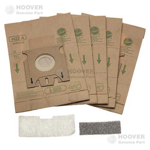 Sacchetti polvere Hoover H22A originali 5 pz. + filtro motore + filtro diffusore 